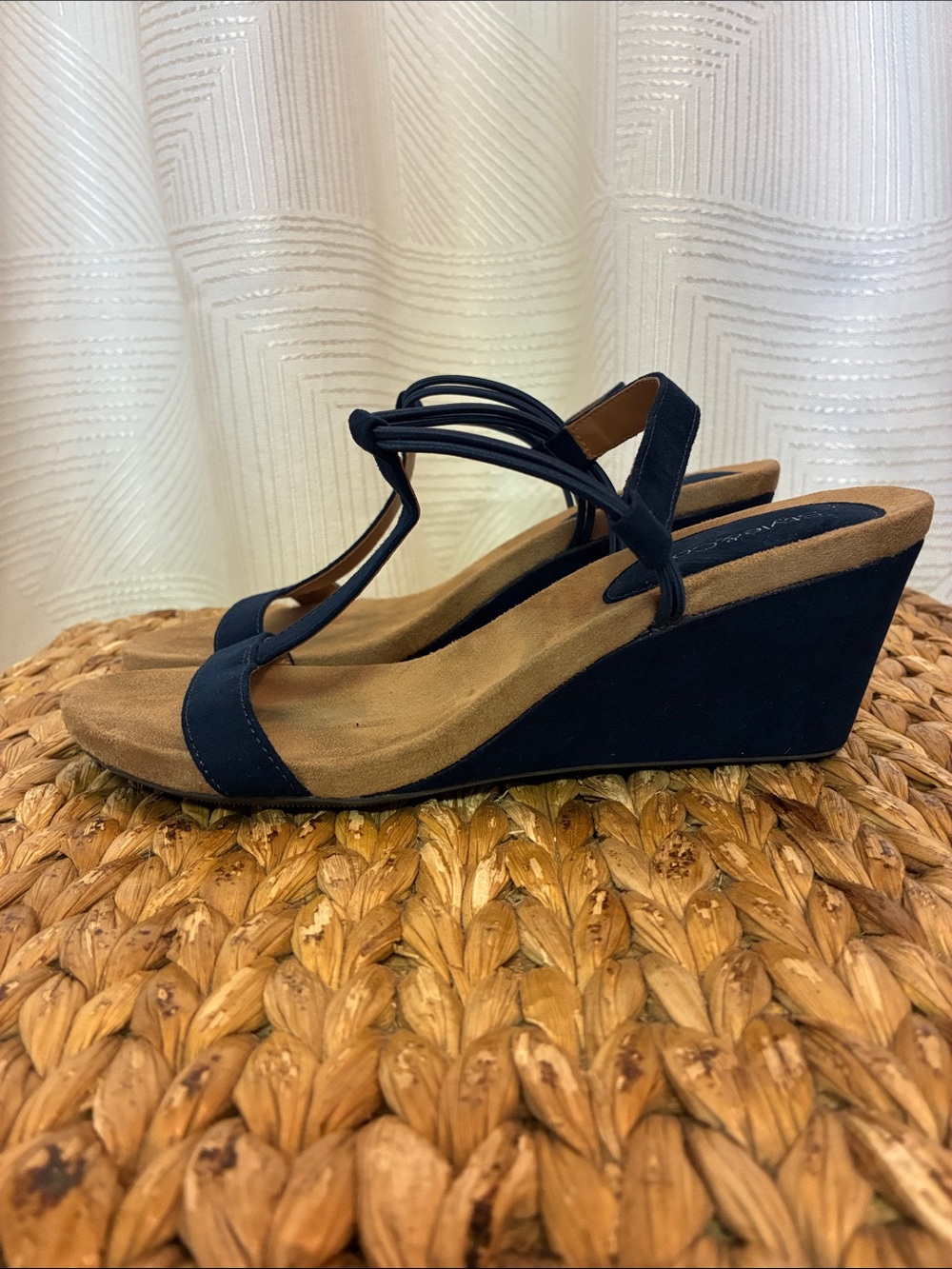 Women's Style & Co Navy Wedge Sandals - Strappy Comfort